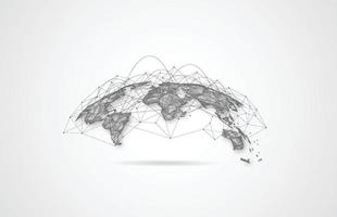 conexão de rede global. ponto de mapa mundial e conceito de composição de linha de negócios globais. ilustração vetorial