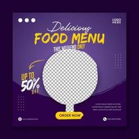 promoção de mídia social de alimentos e modelo de design de postagem de banner vetor