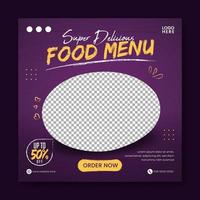 promoção de mídia social de alimentos e modelo de design de postagem de banner vetor