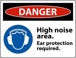 perigo de proteção auricular necessária sinal em fundo branco vetor