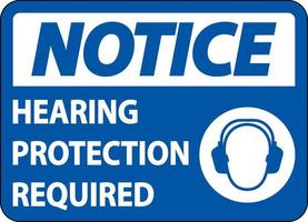 observe o sinal necessário de proteção auditiva no fundo branco vetor