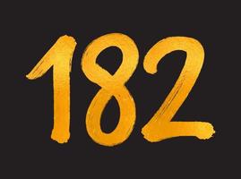 ilustração vetorial de logotipo de 182 números, modelo de vetor de comemoração de aniversário de 182 anos, aniversário de 182 anos, números de letras douradas desenho de pincel esboço desenhado à mão, design de logotipo de número para impressão, camiseta