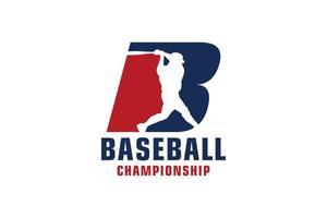 letra b com design de logotipo de beisebol. elementos de modelo de design vetorial para equipe esportiva ou identidade corporativa. vetor