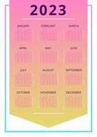 galhardete rosa para modelo de design de calendário de parede de conquistas para o ano de 2023. página única 12 meses em branco. semana começa no domingo. cartaz personalizado de ano inteiro pronto para impressão vetor
