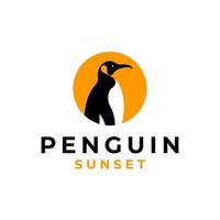 design de logotipo do pôr do sol do pinguim.eps vetor