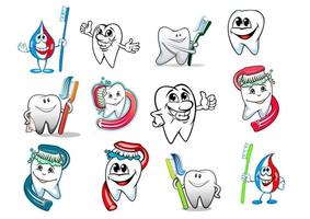 conjunto de higiene dental dos desenhos animados vetor