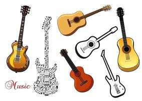 conjunto de guitarras musicais vetor