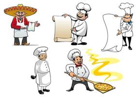 personagens de desenhos animados de chefs internacionais vetor