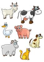 vaca dos desenhos animados, cachorro, ovelha, porco, gato, cabra, ganso vetor