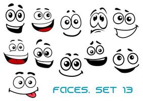 rostos de desenhos animados com várias emoções vetor