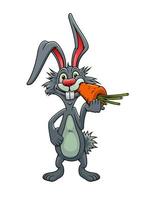 coelho de desenho animado comendo uma cenoura vetor