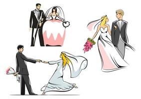 ícones de casais de noivos vetor