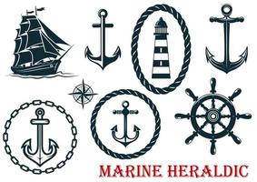 elementos heráldicos marinhos e náuticos vetor