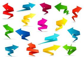 banners de seta torcida em estilo origami vetor