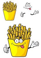 desenhos animados batatas fritas com as mãos e rosto vetor