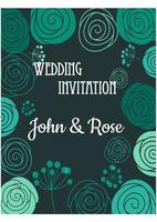 cartão de convite de casamento floral verde vetor