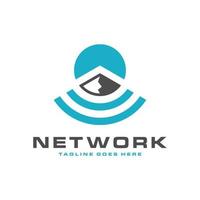 design de logotipo de rede de sinal de vulcão vetor