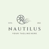 design de logotipo minimalista de arte de linha de água do oceano nautilus vetor