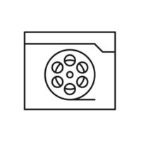 símbolo de contorno vetorial adequado para páginas da internet, sites, lojas, lojas, redes sociais. traço editável. ícone de linha de cinefilm redondo na pasta vetor