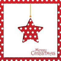 feriado de natal com estrela de estilo de corte de papel. fundo pontilhado vermelho com texto de saudação, ilustração vetorial. vetor
