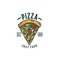 ilustração vetorial de logotipo de pizza, linha desenhada à mão com cor digital vetor