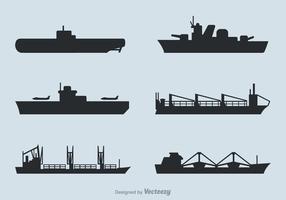 Conjunto de vetores de navios grátis em silhuetas