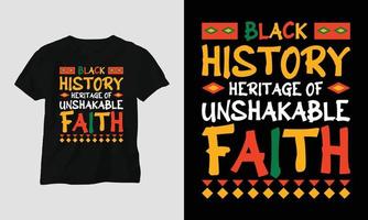 herança da história negra da fé inabalável - camiseta do mês da história negra vetor
