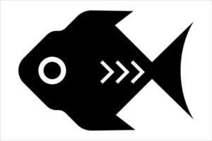 ilustração de peixe em preto e branco. ícone de peixe abstrato monocromático isolado no fundo branco. vetor