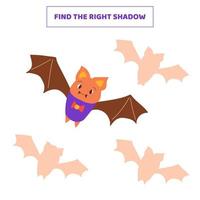 encontre a sombra certa para o morcego dos desenhos animados. vetor