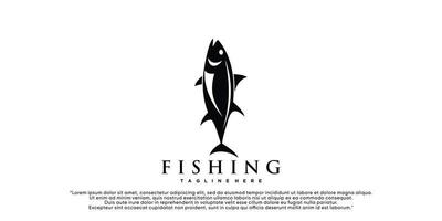 design de ícone de logotipo de peixe com conceito simples vetor premium