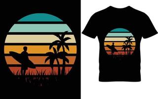 design de camiseta de paisagem vintage retrô de verão havaí vetor