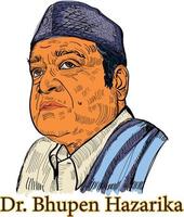 dr bhupen hazarika foi um cantor, letrista, músico, cantor, poeta e cineasta indiano de assam, amplamente conhecido como sudhakantha. vetor