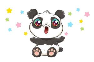 panda fofo no estilo kawaii vetor