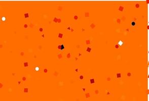 modelo de vetor laranja claro com cristais, círculos, quadrados.