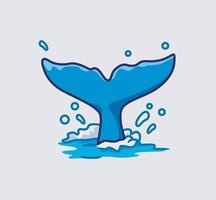 cauda de baleia gigante fofa no mar vetor