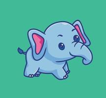 bebê elefante fofo. ilustração animal isolada dos desenhos animados. vetor de logotipo premium de design de ícone de adesivo de estilo simples. personagem mascote
