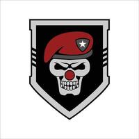 modelo de design de logotipo malvado de palhaço de caveira tático para empresa de arsenal tático militar vetor
