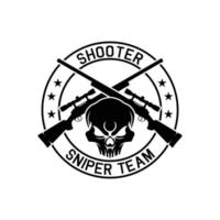 modelo de design de logotipo de crânio de atirador para arsenal e empresa de jogos militares vetor
