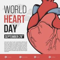 design de postagem de mídia social de celebração do dia mundial do coração vetor