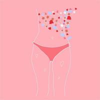 ilustração de uma mulher de cueca com flores. é normal ser mulher. vetor de saúde da mulher.