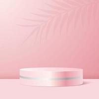 pódio do produto em fundo rosa pastel. cena mínima abstrata para apresentação ou show cosmético. plataforma realista vetorial. renderização 3D vetor