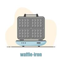 ferro de waffle. máquina de waffle isolada no branco. cozinhar o café da manhã. ilustração vetorial moderna em estilo cartoon plana. vetor