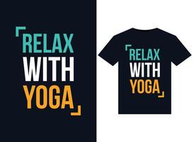 relaxe com ilustração de ioga para design de camisetas prontas para impressão vetor