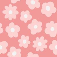 fundo rosa flores dos desenhos animados, vetor padrão sem emenda. design de impressão floral moderno simples.