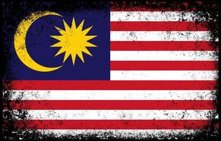 ilustração de bandeira nacional da malásia vintage grunge sujo velho vetor