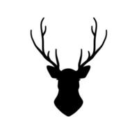 cabeça de veado. silhueta negra de veado. animal da floresta com chifres. logotipo hipster. vetor