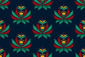 design de decoração sem costura padrão floral ikat étnica. tecido asteca tapete boho mandalas têxtil decoração papel de parede. fundo de vetor de bordado tradicional decorativo de flor de motivo nativo tribal