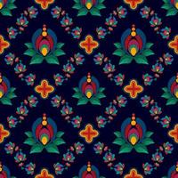 design de decoração sem costura padrão floral ikat étnica. tecido asteca tapete boho mandalas têxtil decoração papel de parede. fundo de vetor de bordado tradicional decorativo de flor de motivo nativo tribal