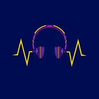 fone de ouvido fone de ouvido neon cyberpunk logotipo design colorido com fundo escuro. ilustração em vetor abstrato t-shirt.