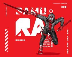 vetor de personagem de ficção samurai herói cyberpunk. ilustração de design de t-shirt colorida.